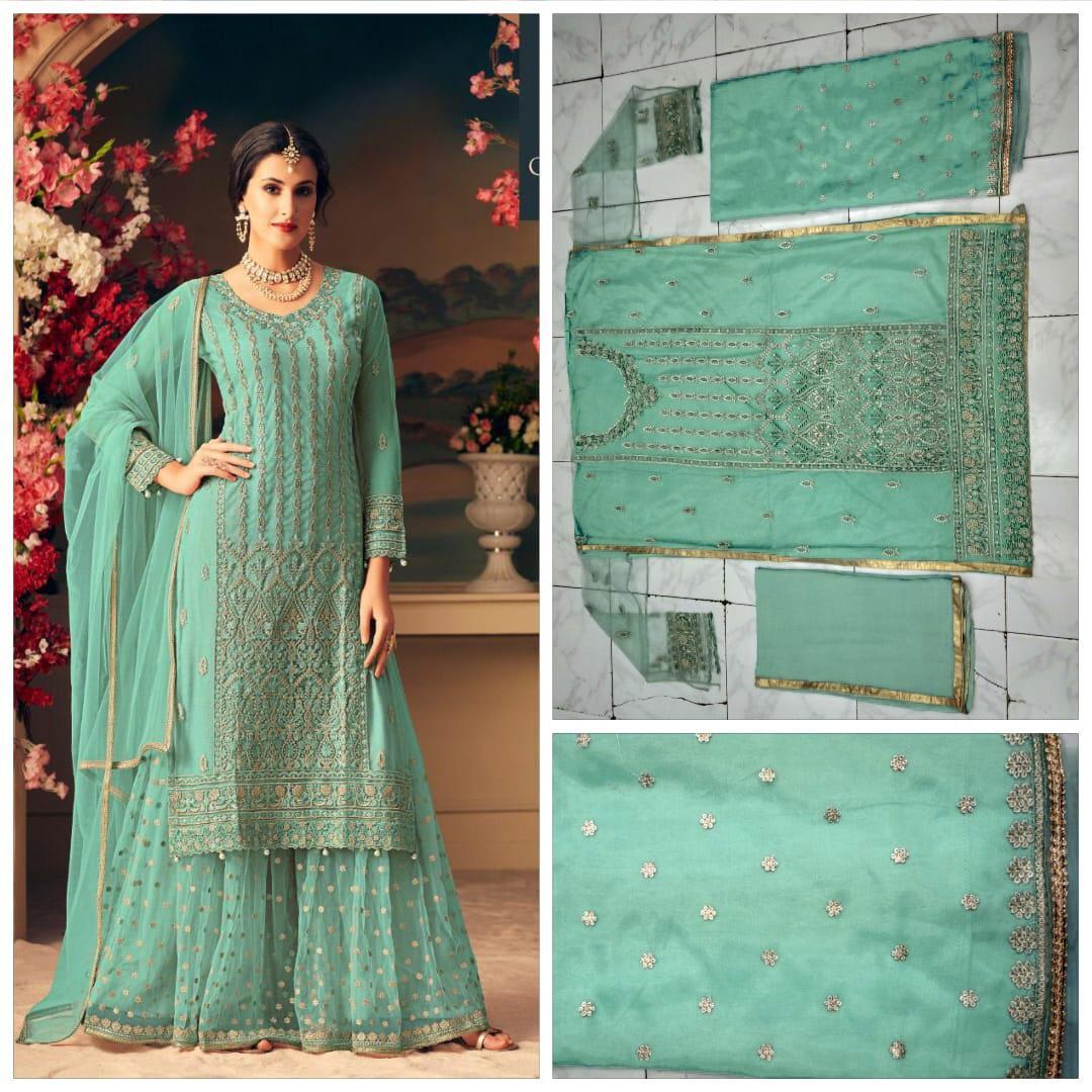 Turquoise Green Colored Kurti and Sharara @ DressingStylesCA.com