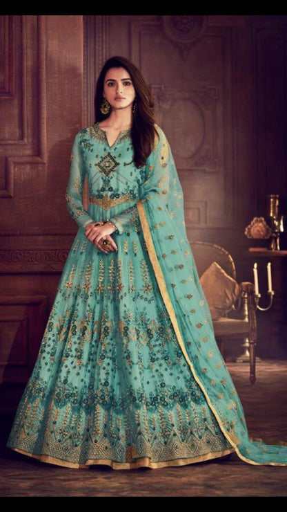 Turquoise Green Long Gown @ DressingStylesCA.com