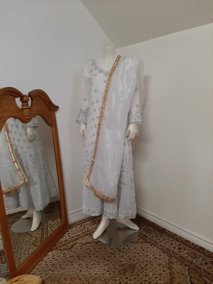 White Long Gown and Dupatta @ DressingStylesCA.com