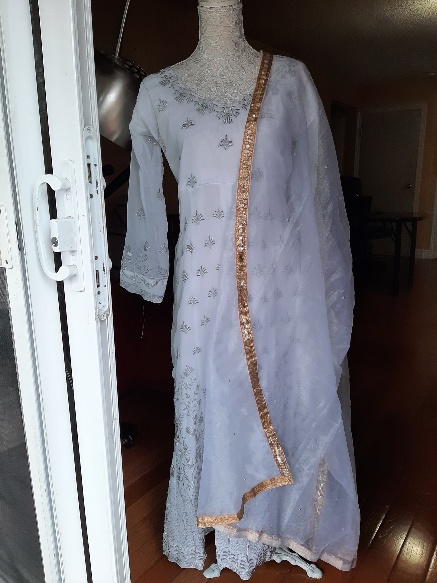 White Long Gown and Dupatta @ DressingStylesCA.com