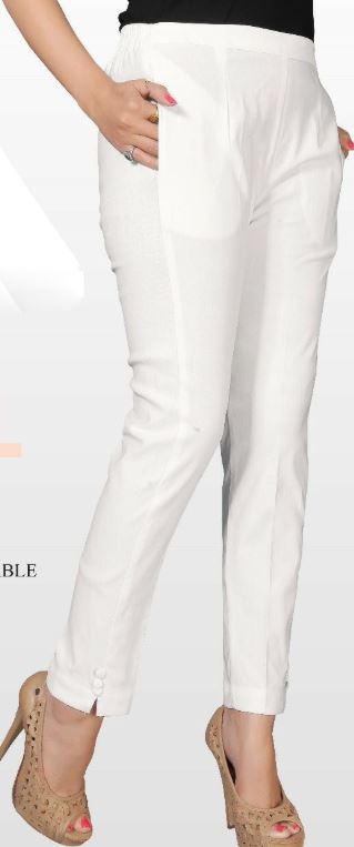 White Stretchable Office Pant @ DressingStylesCA.com