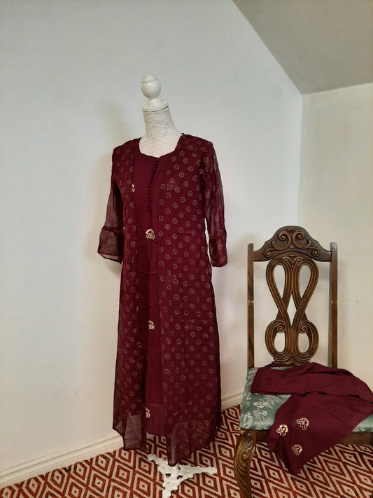 Wine Colored Kurti with Shrug @ DressingStylesCA.com