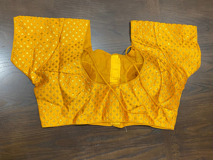 Yellow Brocade Blouse @ DressingStylesCA.com