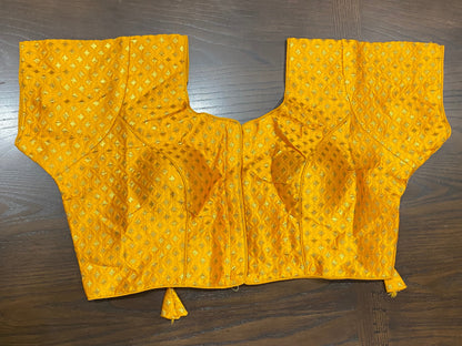 Yellow Brocade Blouse @ DressingStylesCA.com