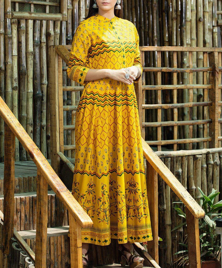Yellow Long Gown @ DressingStylesCA.com
