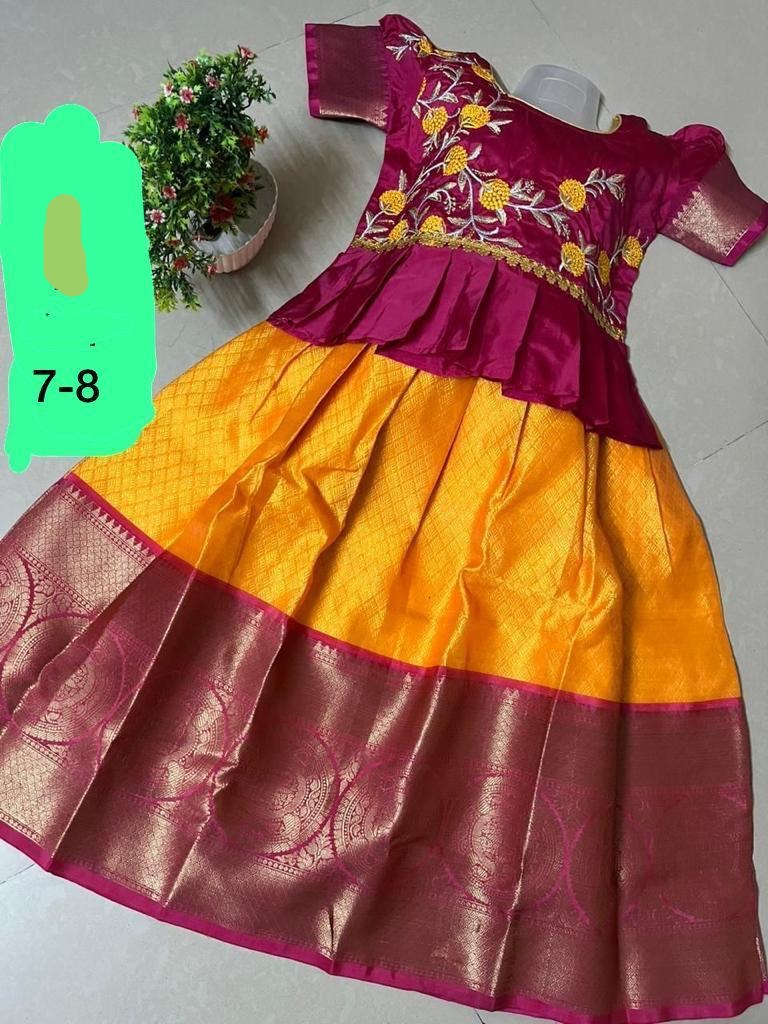 Yellow Pavada for 7-8 Years @ DressingStylesCA.com